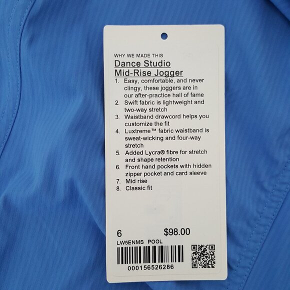 NEW Lululemon Dance Studio Mid-Rise Jogger Full Length Classic Fit Blue Pool 6 - Picture 11 of 13